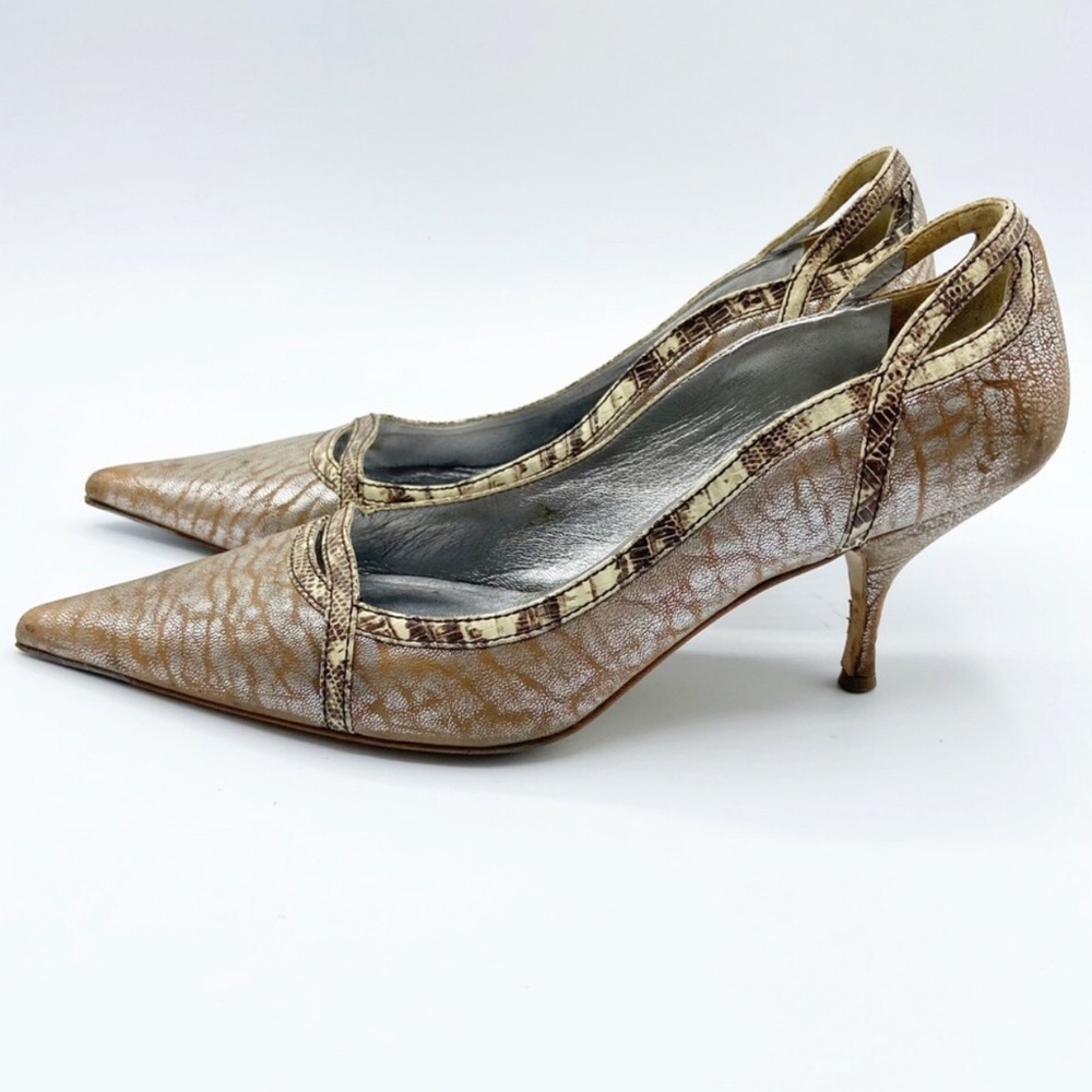 Miu Miu Prada Kitten Heels Leather Pointed Toe